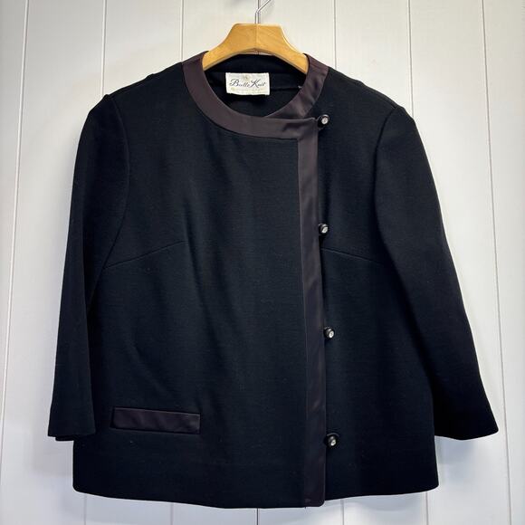 Vintage Butte Knit Womens 60s 70s Old Money Pure Virgin Wool Jacket Size M Mod - Picture 1 of 9